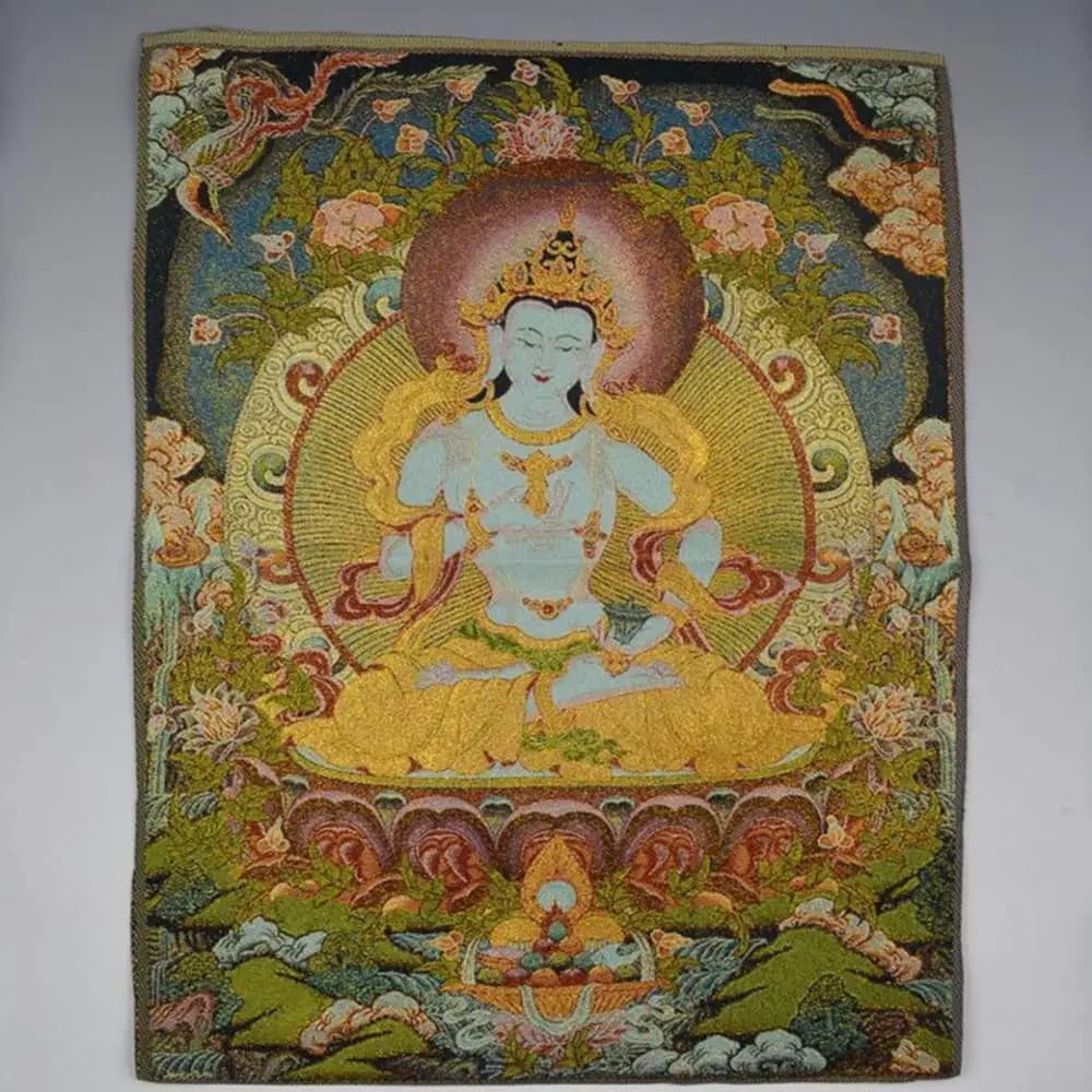 24" Chinese silk embroidery Tibetan Buddhist Thangka Vajrasattva