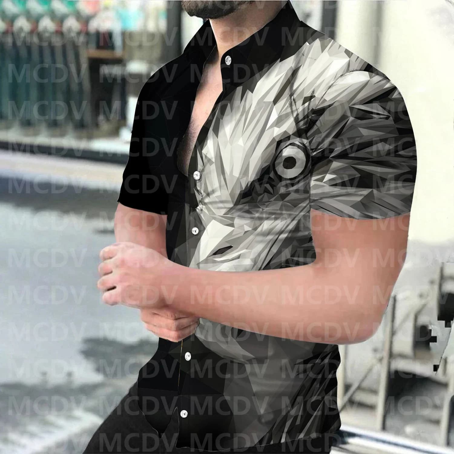Eagle Art Pattern 3d Printed Casual Button Shirt Men's  Hawaiian Shirt