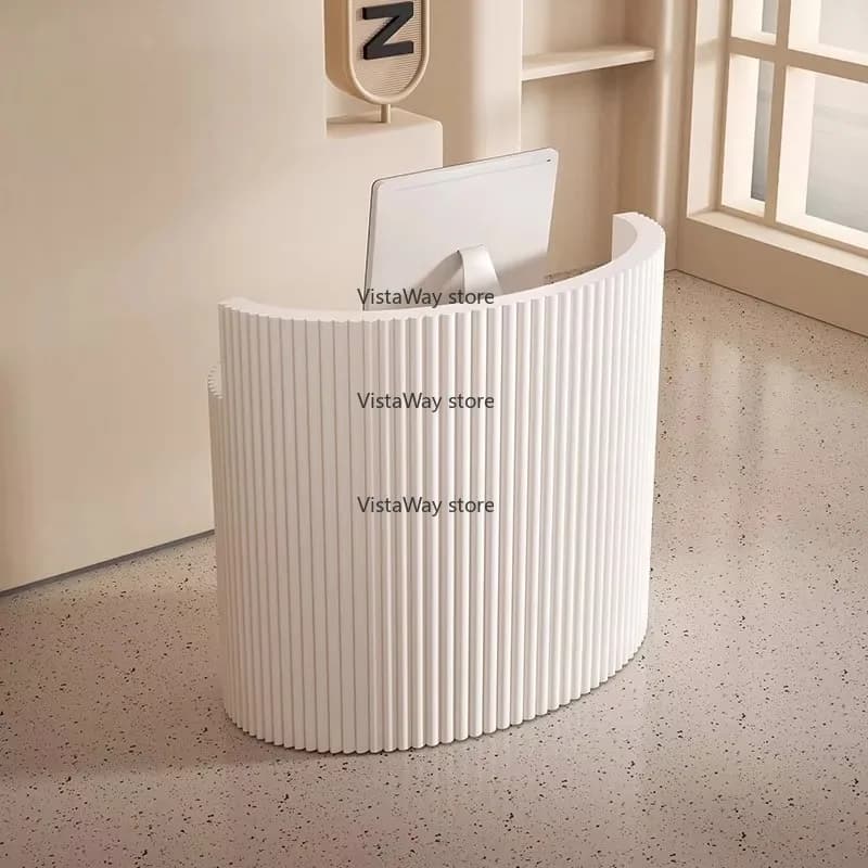 Factory Wholesale New Modern Boutique Clothing Store Beauty Salon  Reception Desk Curved Small Reception Desk