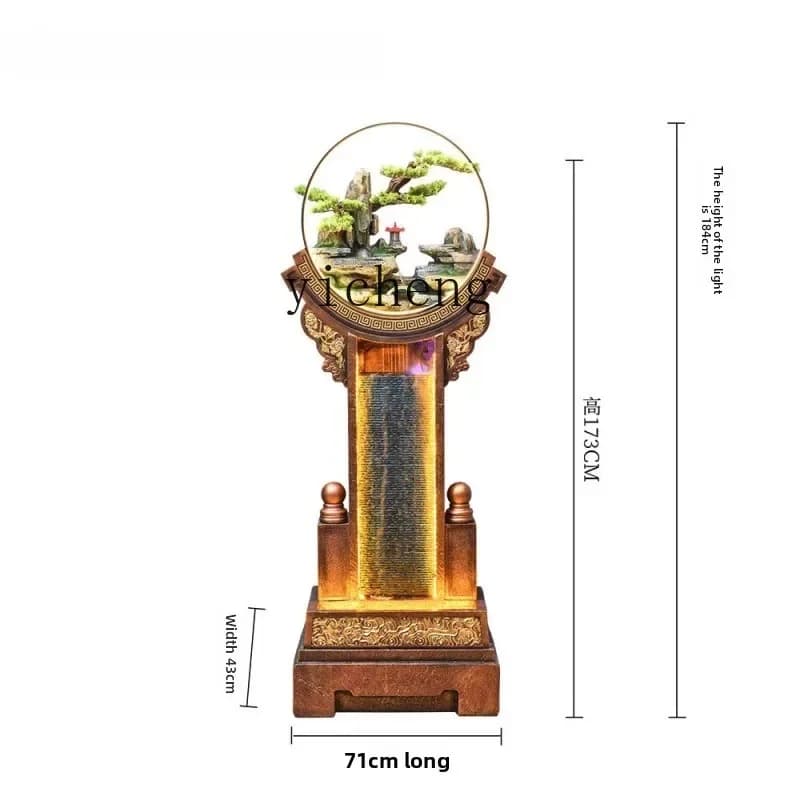 D3- Floor-standing Light Luxury Circulating Water Ornament Decorative Water Feature Wealth-attracting Water Curtain Wall