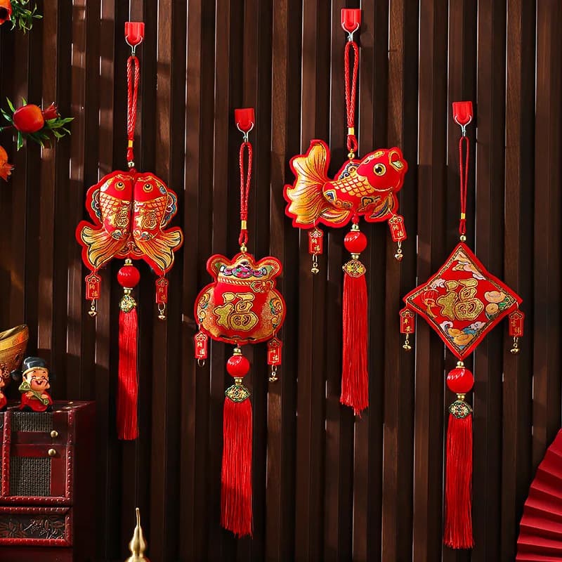 Chinese New Year Decoration Small Pendant Year of the Horse Spring Festival Hanging String Fish Entrance Door Bell Ornament