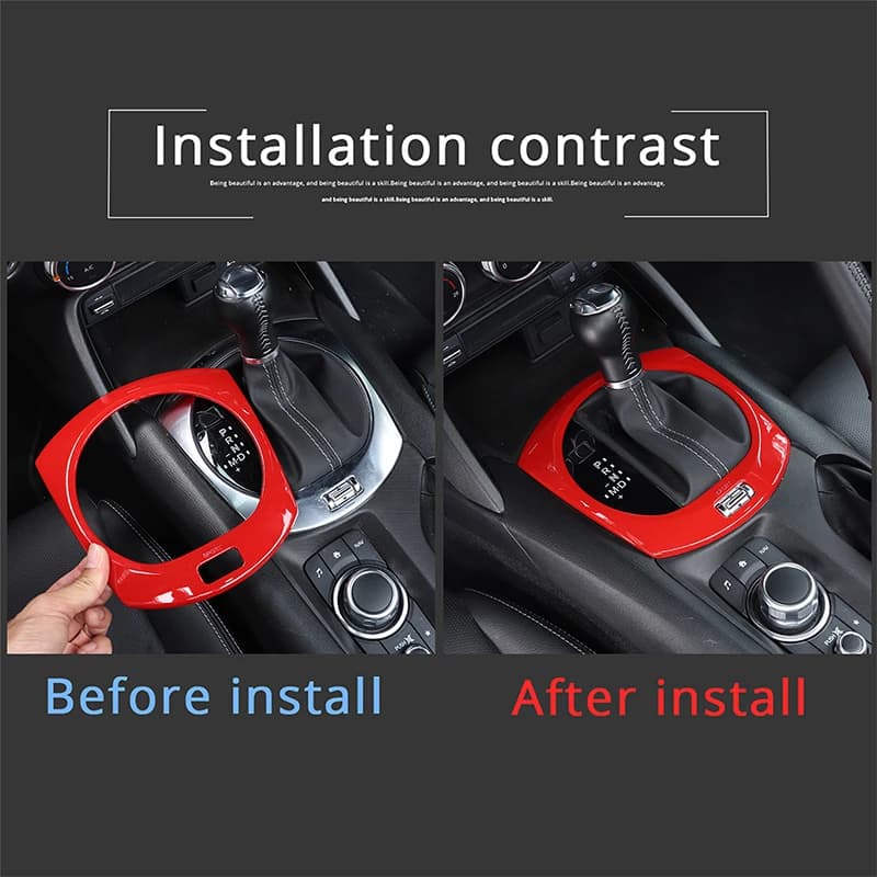 ABS Gear Shift Console Panel Trim Carbon Fiber Matte Black Red For Mazda MX-5 2016-2023 Interior Mod Parts