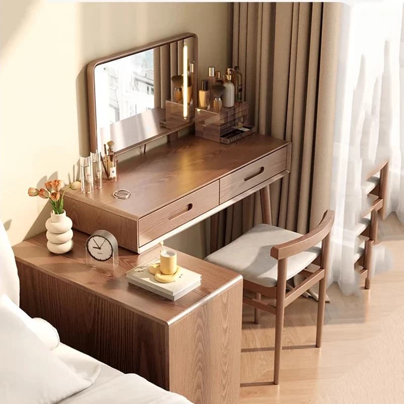 Solid Wood Modern Dressing Table Mirror Luxury Bedroom Drawer Dressing Table Makeup Storage Tocador De Maquillaje Furniture