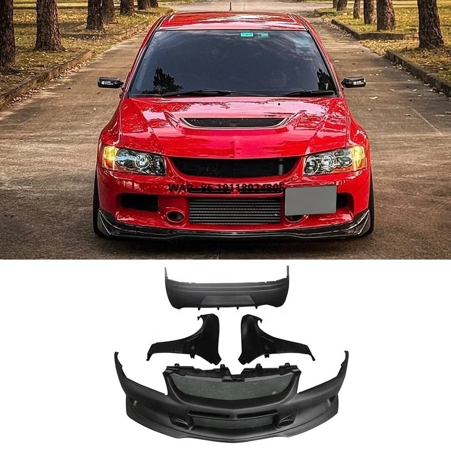 High Quality Bodykit for 2009-2017  Lance EVO8 EVO9 Modified Vary Style Front Bumper Side Fender Rear Bumper Body Kit