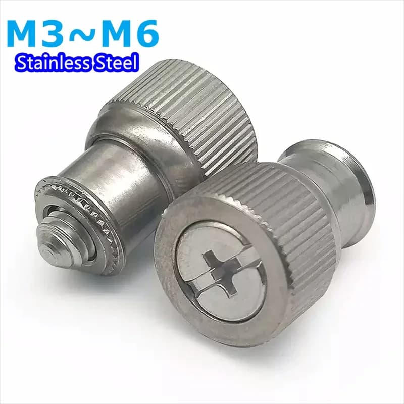 Pf11 Stainless Steel Captive Panel Screw Knurled Knob Spring Loaded Fastener For Cpu Metal Box