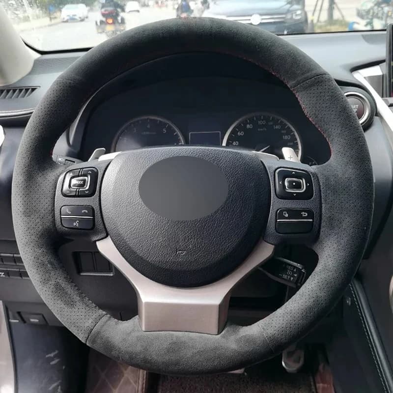 Alcantara Real Leather Steering Wheel Cover Black Thread Hand Sew Car Accessoires for Lexus IS 200T 250 300 350 F SPORT RC CT NX