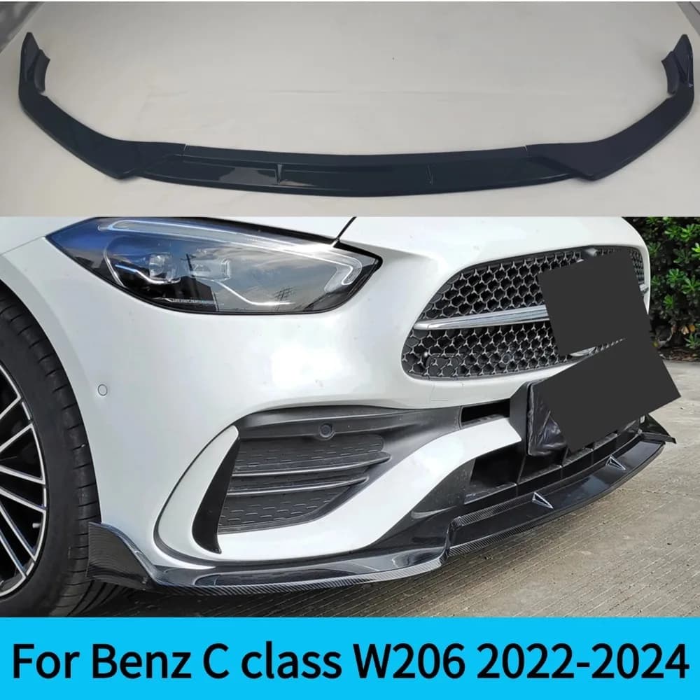 For W206 2022+ Mercedes Benz C Class  C200 C220 C260 C300 Front Protector Bumper Lip Tuning Accessories Splitter Body Kit For
