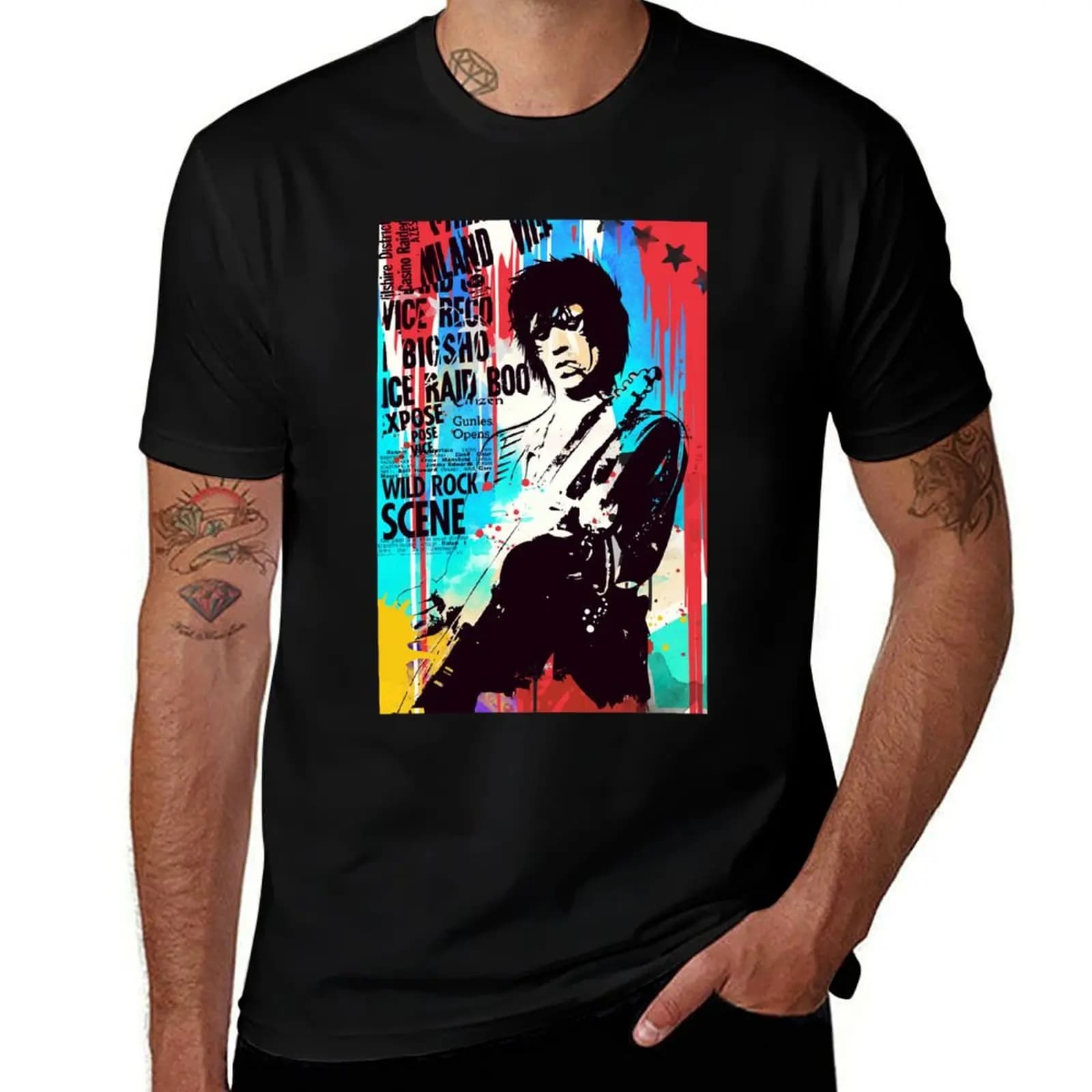 Keith Richards pop art Premium T-Shirt Basic Casual Short Sleeve Cotton Shirt T-Shirt