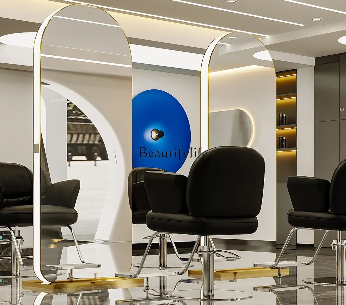 06High-End Fashion Shop Hair Salon Mirror for Hair Salon Hot Dyeing Area with Light
