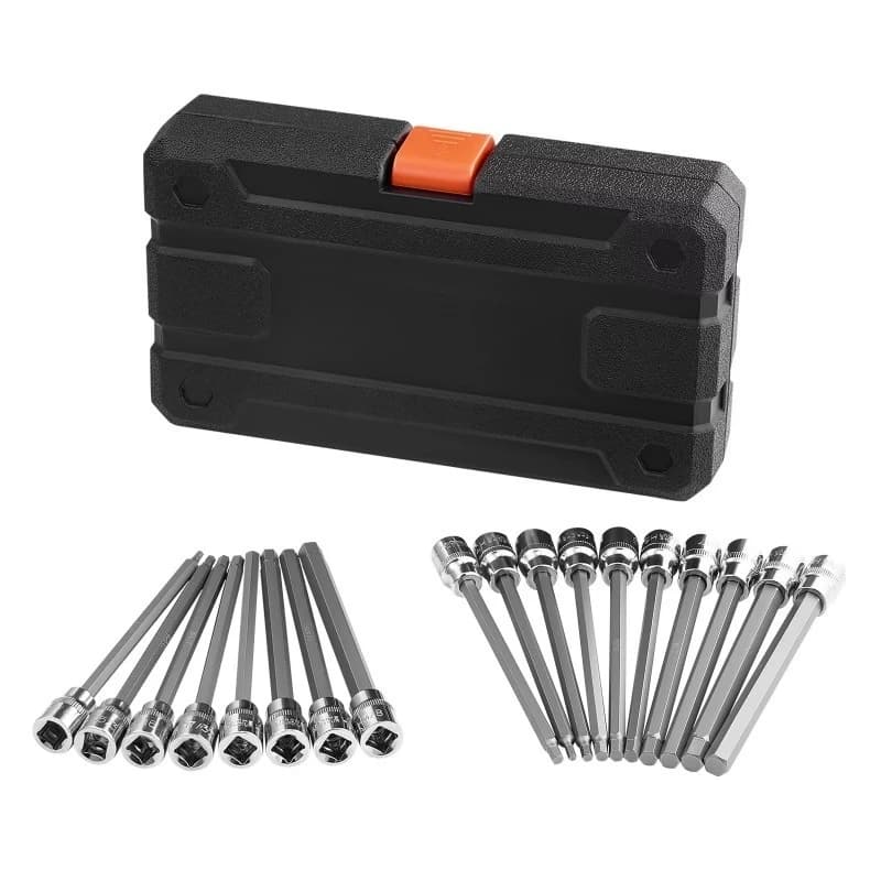 18-Piece extra-long 3/8-inch hex wrench sleeve set