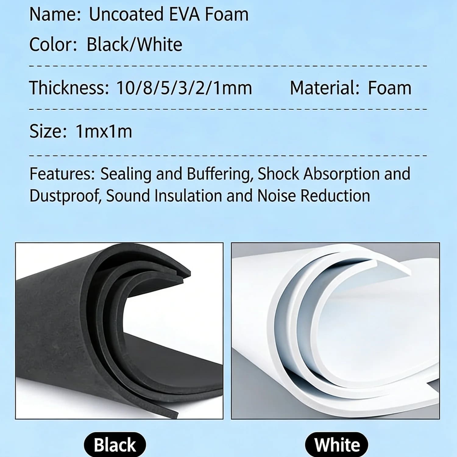 High-density Black Mat, Plastic Foam Pad, Waterproof Film-cut Soft Rubber Mat, EVA Mat, Protective Mat, Soundproof Sponge Mat