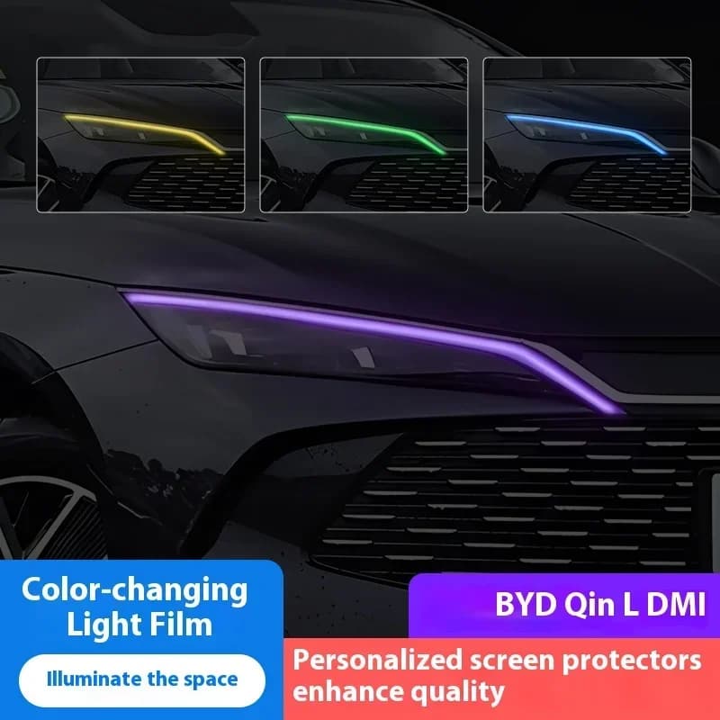 For Qin PLUS DM-i 2025 Headlight Tint Vinyl Wrap Kit - DRL Daytime Running Light Color Change Film, Decorative Modification Stic