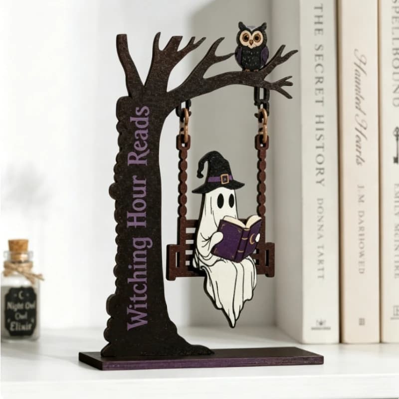 Swinging Ghost Tabletop Decor – Cute Ornament for Book Display & Desk Decoration