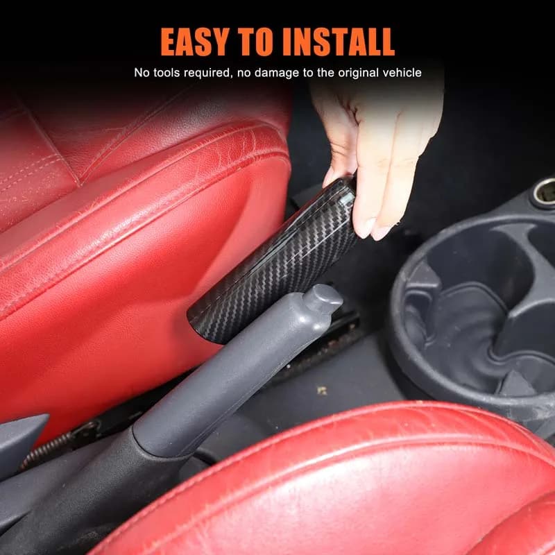 For Fiat 500 2007-2025  Brake Handle Cover ABS Carbon Fiber Black Car Shifter Covers Car Handbrake Grips Cover Accessories