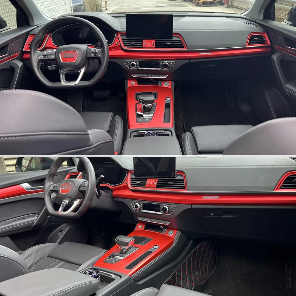 Car-Styling 3D/5D Carbon Fiber Car Interior Center Console Color Change Molding Sticker Decals For Audi Q5 80A 2018-2024
