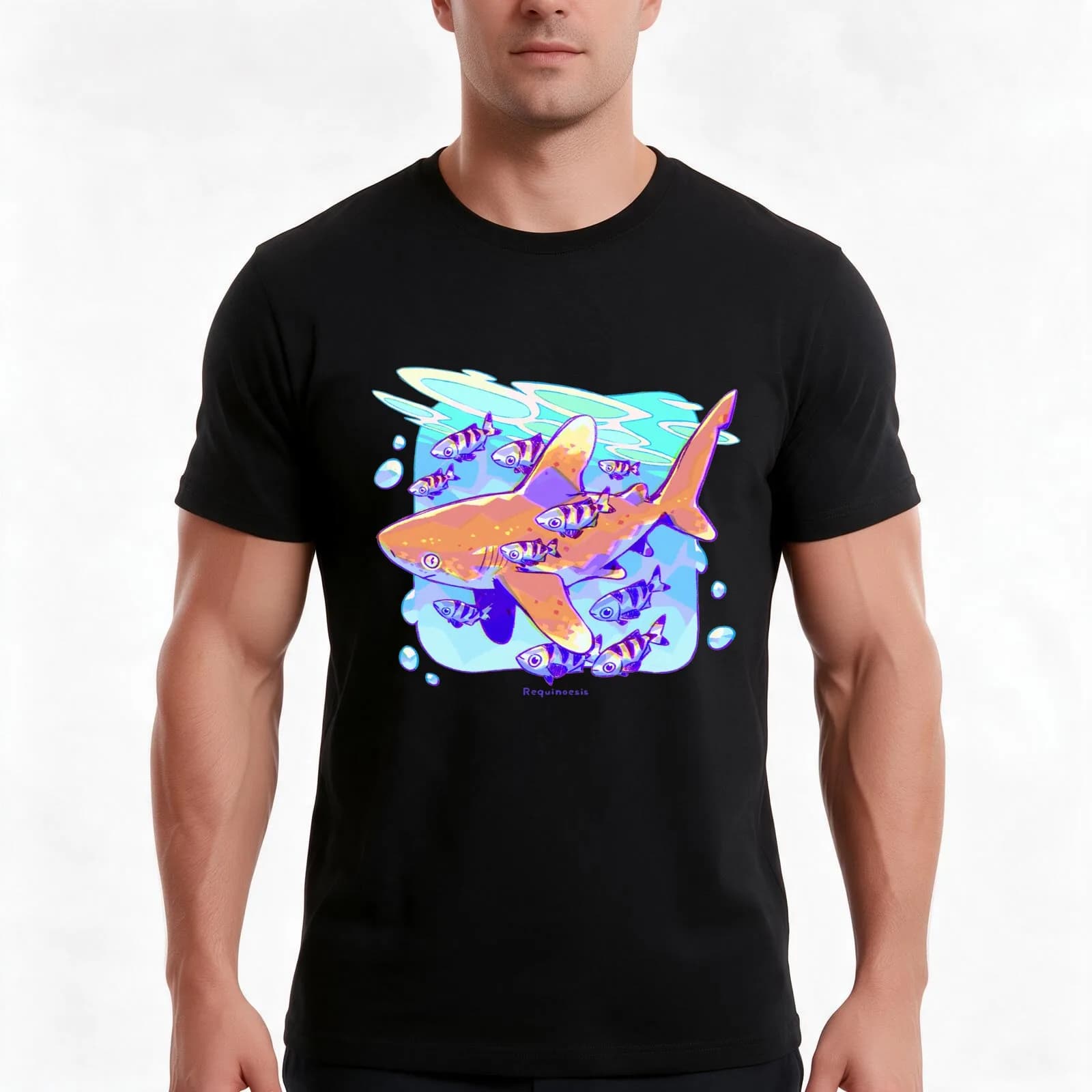 Oceanic Whitetip Anatomy T-Shirt, Summer Casual Cotton Tee, Oversized Streetwear Tops, Vintage Graphic Print, Unisex Men Women