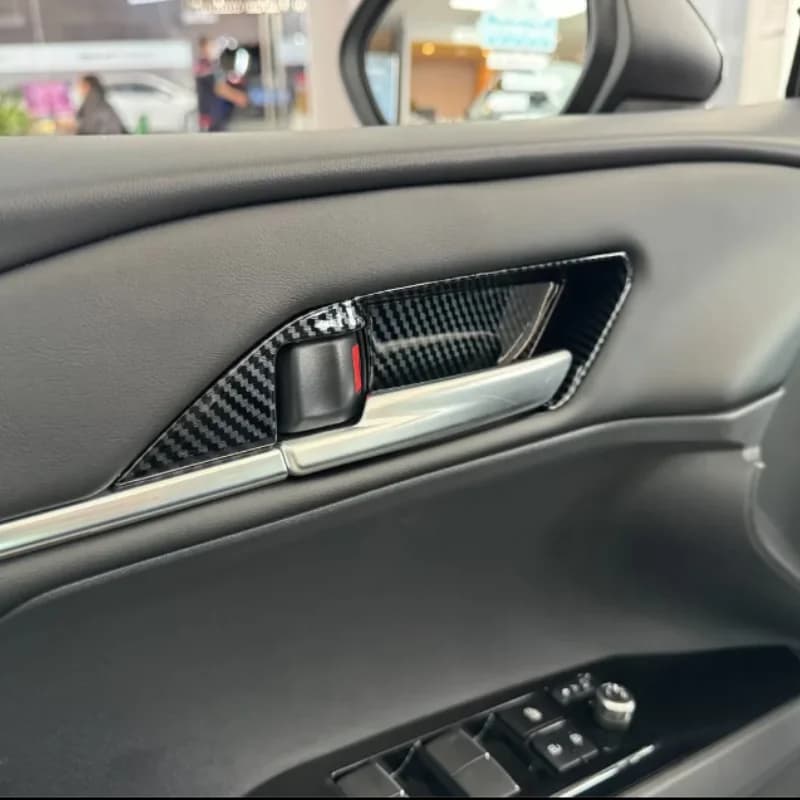 For Toyota Camry 2024 2025 Carbon Fiber Car Inside Inner Door Handle Bowl Cover Trim Decoration Interior Mouldings Accessori