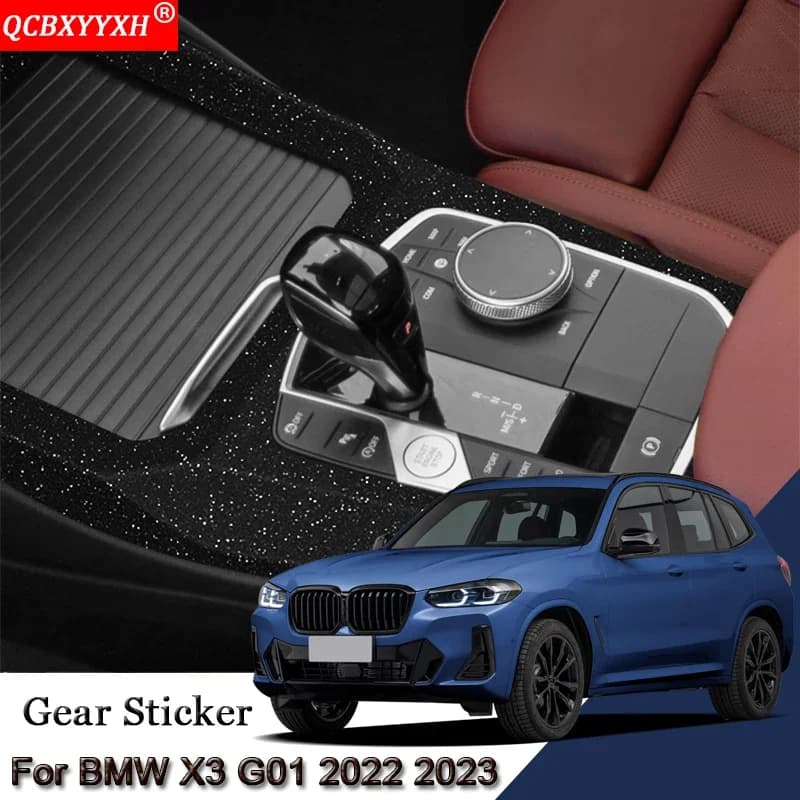 Car Interior Sticker For BMW X3X4 G01 G02 2022 2023 Car Gear Panel Sticker Gear Box Protective Film Carbon Fiber Black Accessory