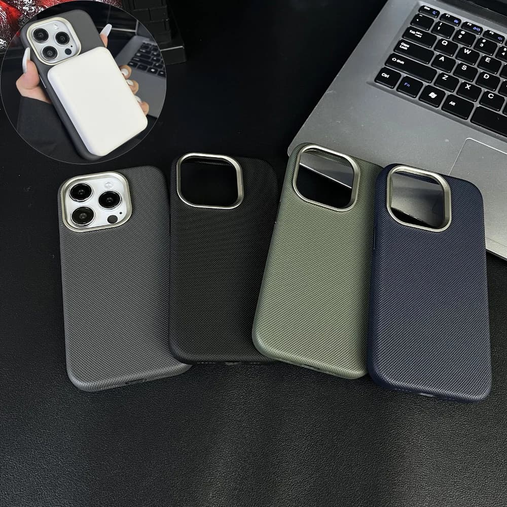 Solid Color Textured Leather Back Magnetic Phone Case For iPhone 16 Pro Max 15 Pro 14 13 Pro Series