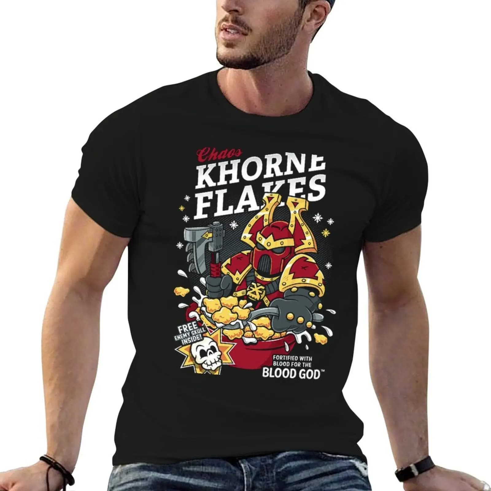 Chaos Khorne Flakes T-Shirt men t shirt cotton 100% t shirts for man graphic funny T-Shirt