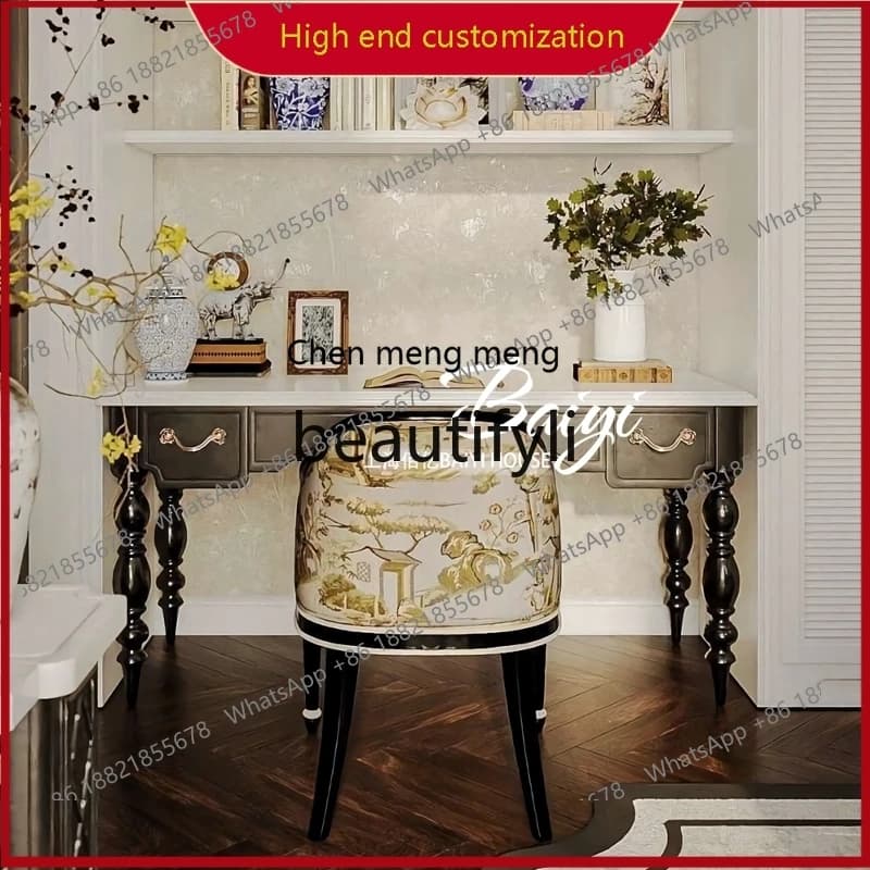 A32 French Light Luxury Desk American Solid Wood Writing Desk Study Furniture Office Computer Desk