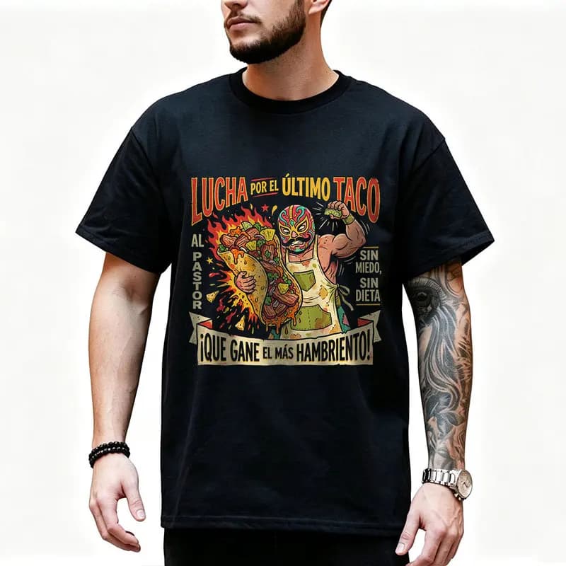 Funny Mexican Street Food Taco Graphic T Shirt 0912 Retro Dark Humor Mexican Culture Halloween Alternative Art Tee S-6XL