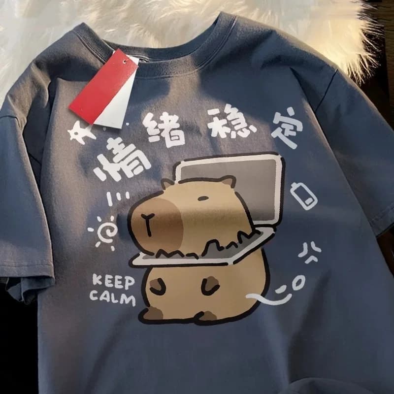 ZAZOMDE High-Quality Men's Pure Cotton Cartoon Cute Bear Pattern Fun T-shirt Loose Tees T Shirt Street Short Sleeved Tshirt 5XL