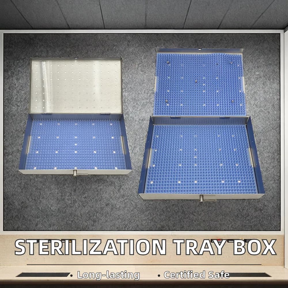Stainless Steel Sterilization Tray Case with Silicone Pad Manual Disinfection Box CE Certified