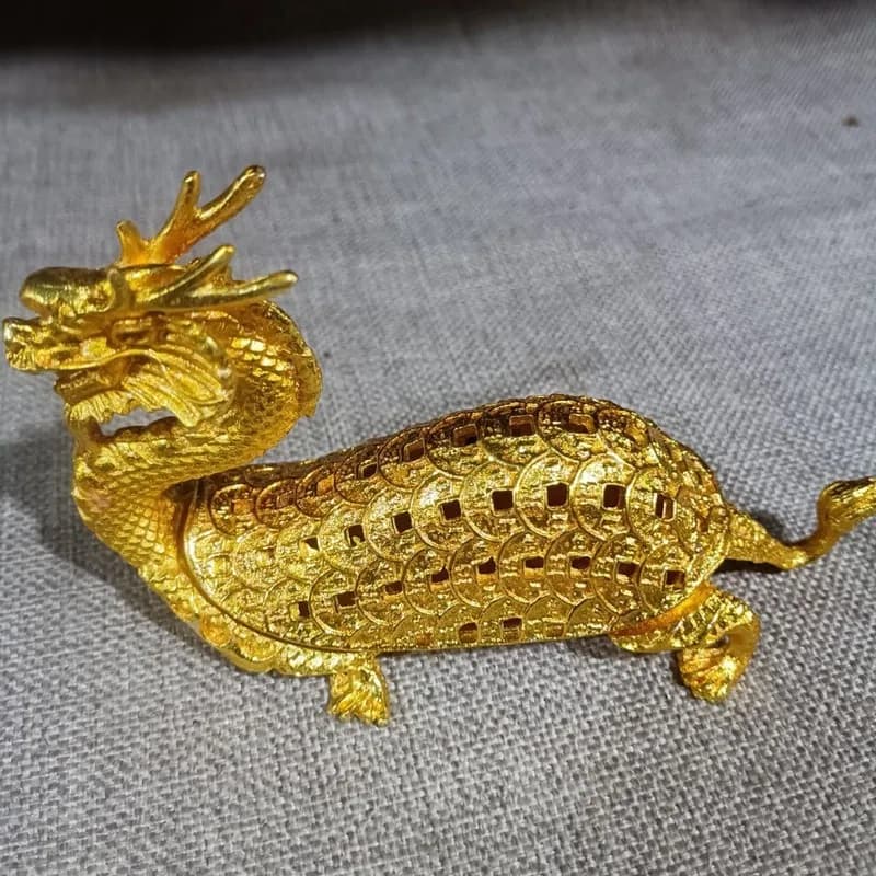 Alloy Brass Craft Dragon Head Incense Burner Home Living Room Decorative Ornament