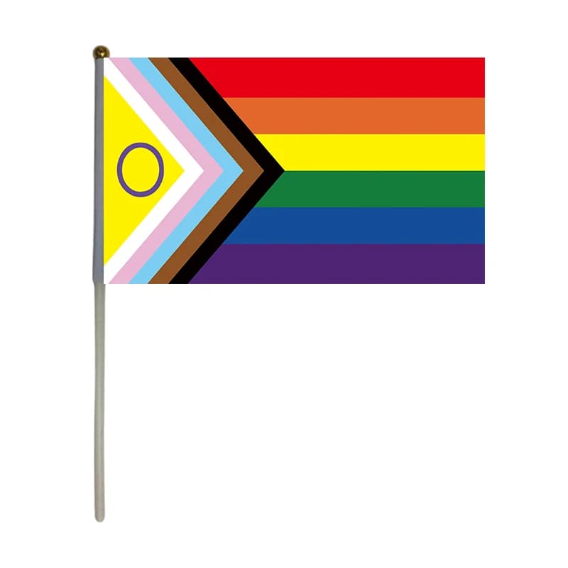 Xvggdg 100pcs 14 * 21cm Custom Hand Flag Geminbowl Rainbow Banner Waving Gay Pride Bisexual Pride Flag