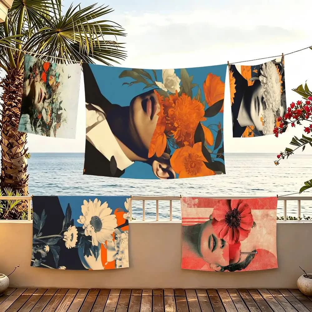 Chrysanthemum P-Portrait flag For Camping Party Picnic Studio Booth Background Wall Interior Decoration Banner