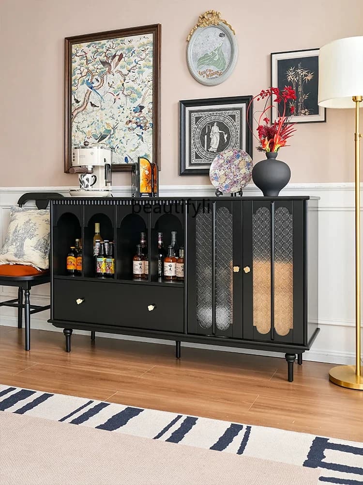 X Vintage Sideboard Living Room Wall-Mounted Integrated Storage Coffee Cabinet Storage Mid-Century Style Tea Cabinet