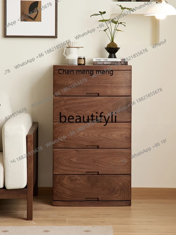 178North American black walnut chest, Nordic simple all-solid wood chest, home living room floor locker