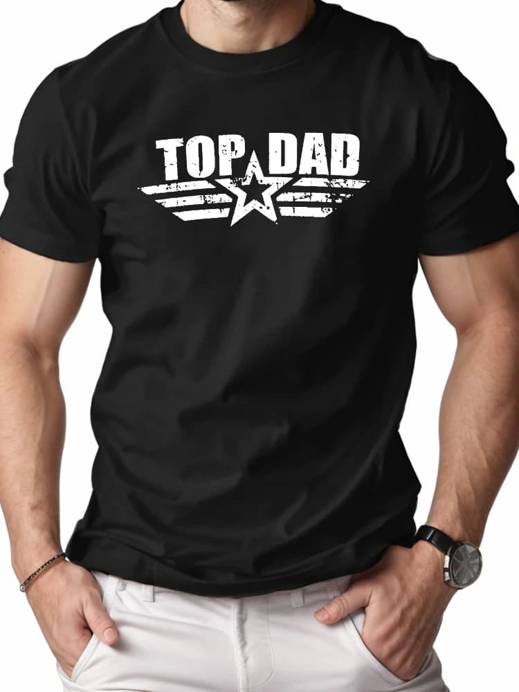 Top Dad cotton men's T-shirt with round neck and short sleeves fits comfortably.
