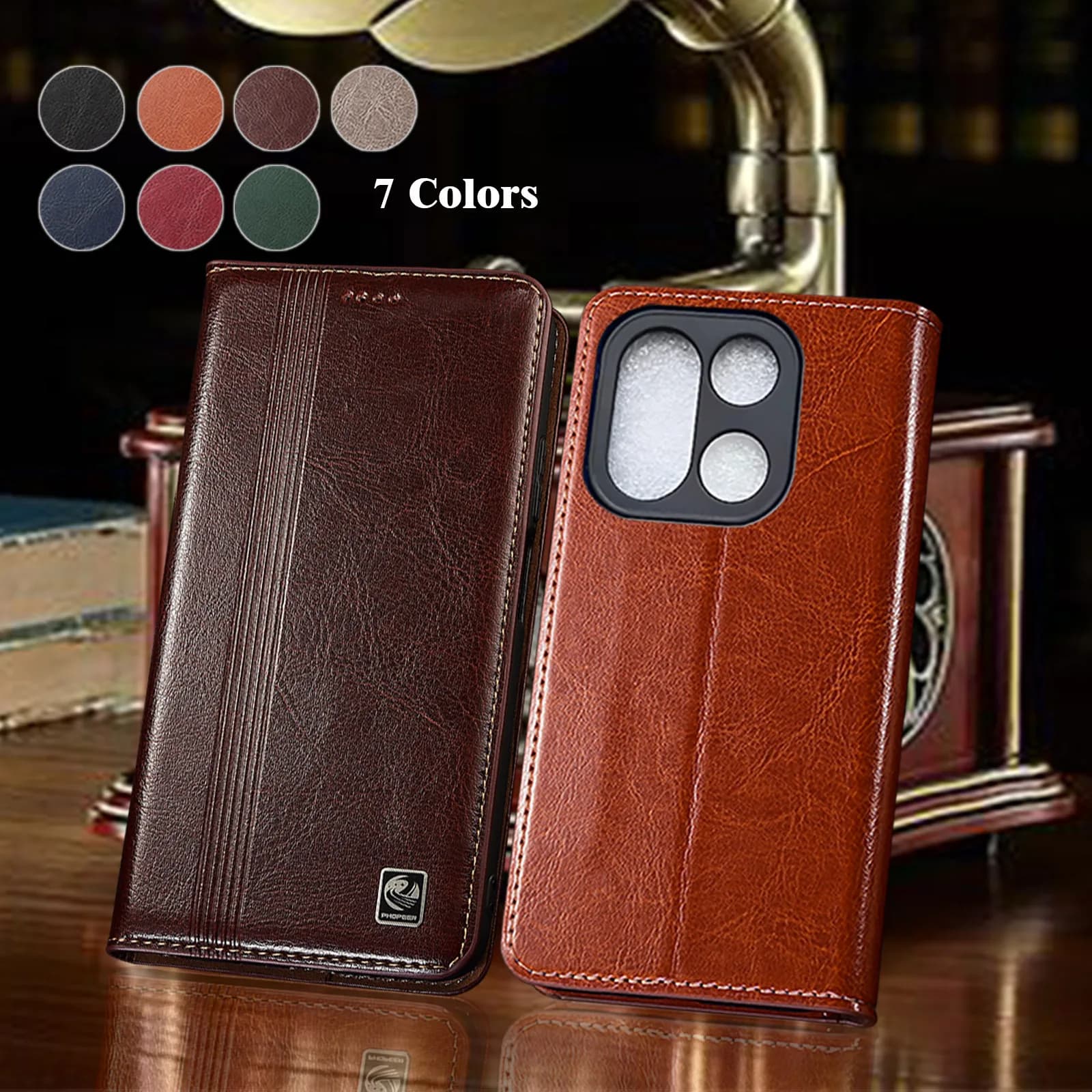 Vertical Line Genuine Leather Flip Case For Oneplus 7 7T 8 8T 9 9R 10R 10T 11 11R 12 12R 13 13R 13T 15 15T Pro Phone Cover Cases