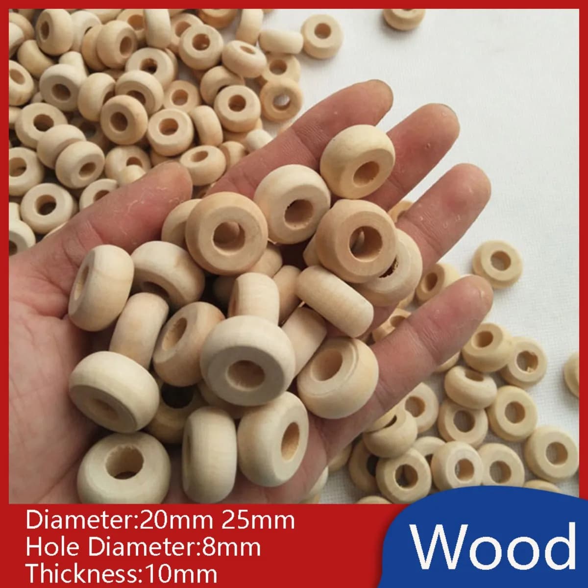 Wooden Beads Flat Round Handicrafts Wood Materials for Making Bracelets Necklace 20mm 25mm Diameter 10mm Thickness 8mm Hole