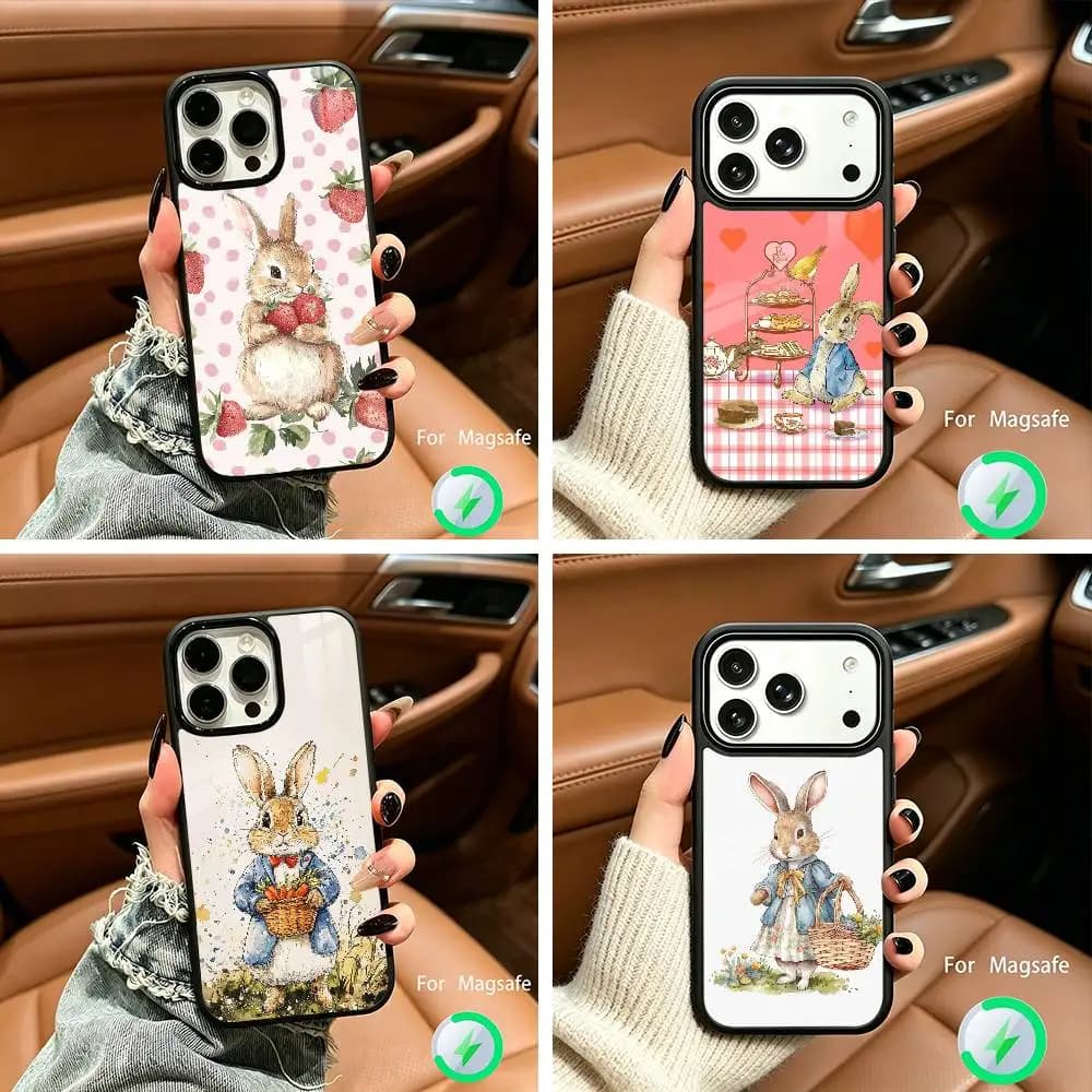 Cute R-Rabbit P-Peter For IPhone17 16 15 14 13 12 11 Plus Pro Max Plus Wireless Charger Phone Case