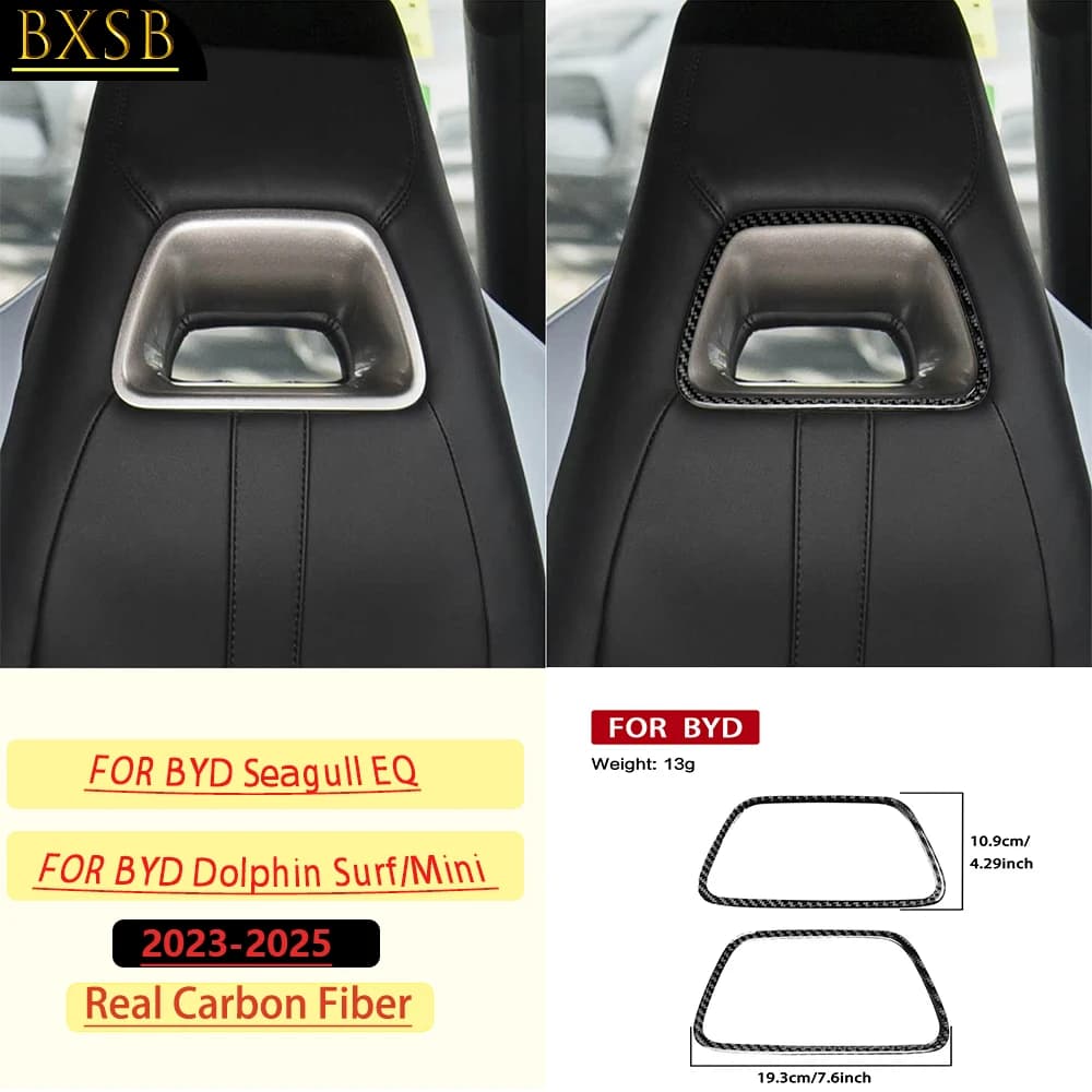 Real Soft Carbon Fiber For BYD Seagull EQ/Dolphin Surf/Mini 2023-2025 Car Seatback Frame Trim Car Sticker Interior Accessories