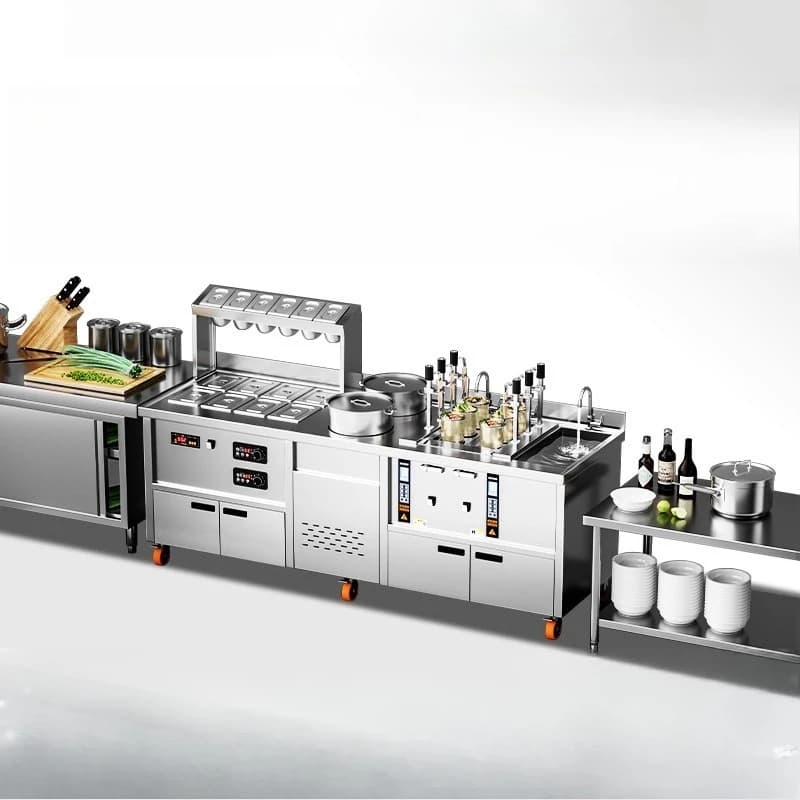 Electric soup boiler automatic lifting and lowering integrated combination soup and flour cooking machine