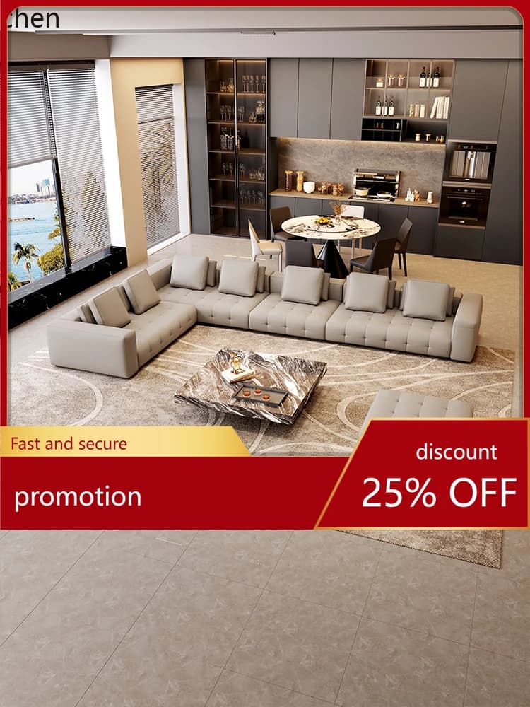 CZ Sofa Large Apartment Large Flat Floor Corner Minimalist Top Layer Sofa