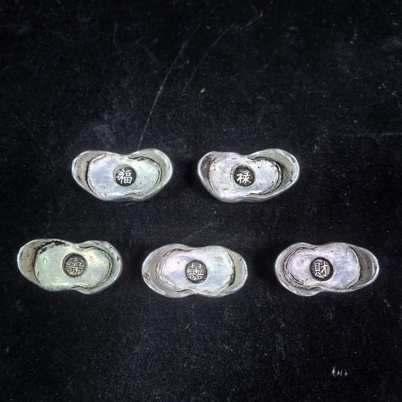 Collectible Vintage Crafts Silver Ingot Silver Yuanbao Yuanbao Brass Five Emperors Coin Yuanbao Fortune Prosperity Longevity Hap
