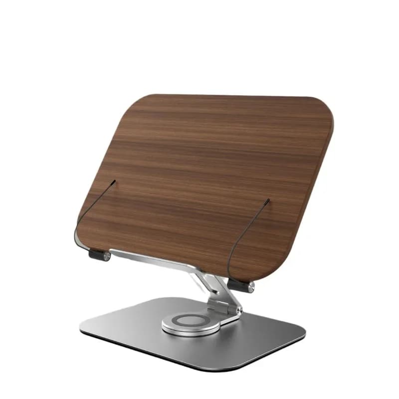 Rotatable wooden reading bookshelf Lifting desktop tablet PC bracket Aluminum alloy reading bookshelf Wooden folding