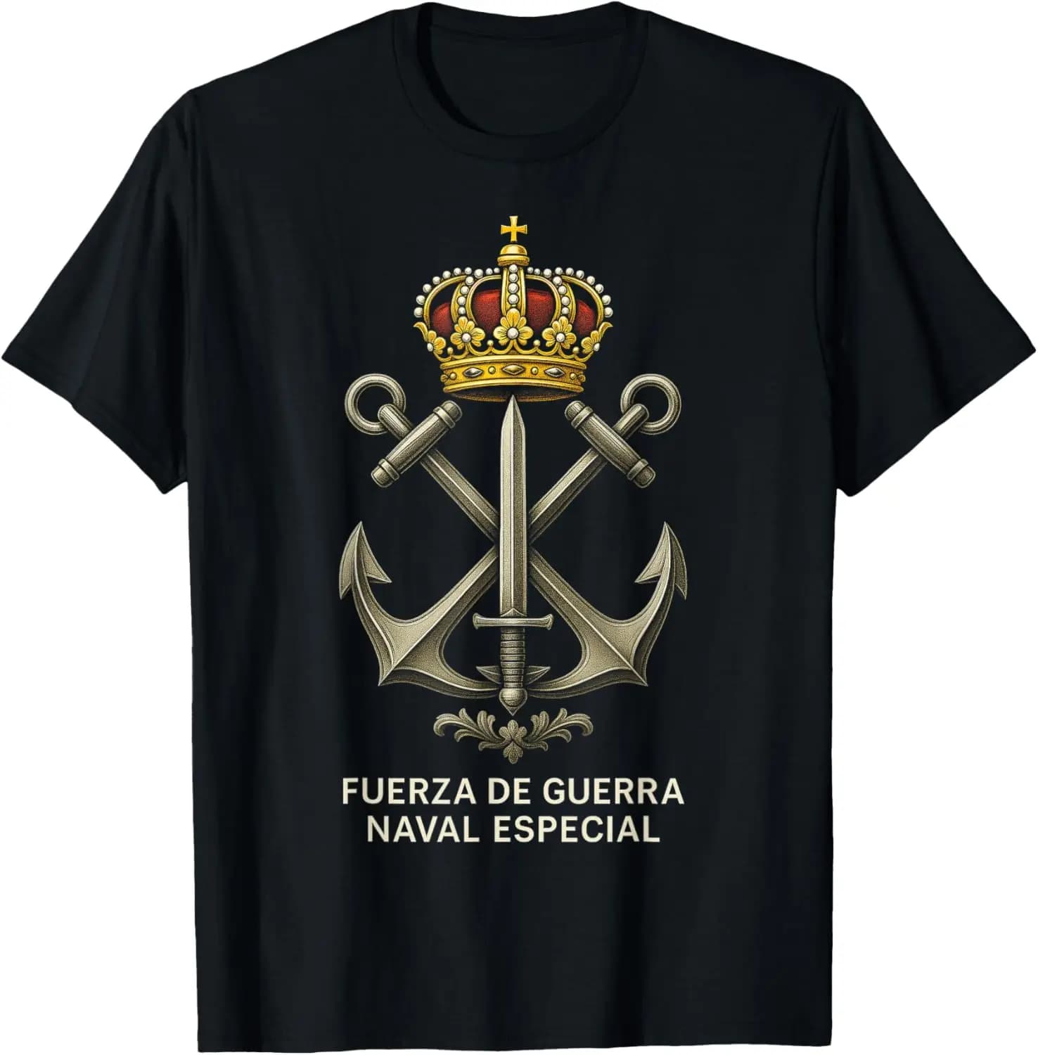 Emblema FGNE Armada Española Ejército Inglés Fuerza Militar T-Shirts Short Sleeve Casual 100% Cotton Shirt