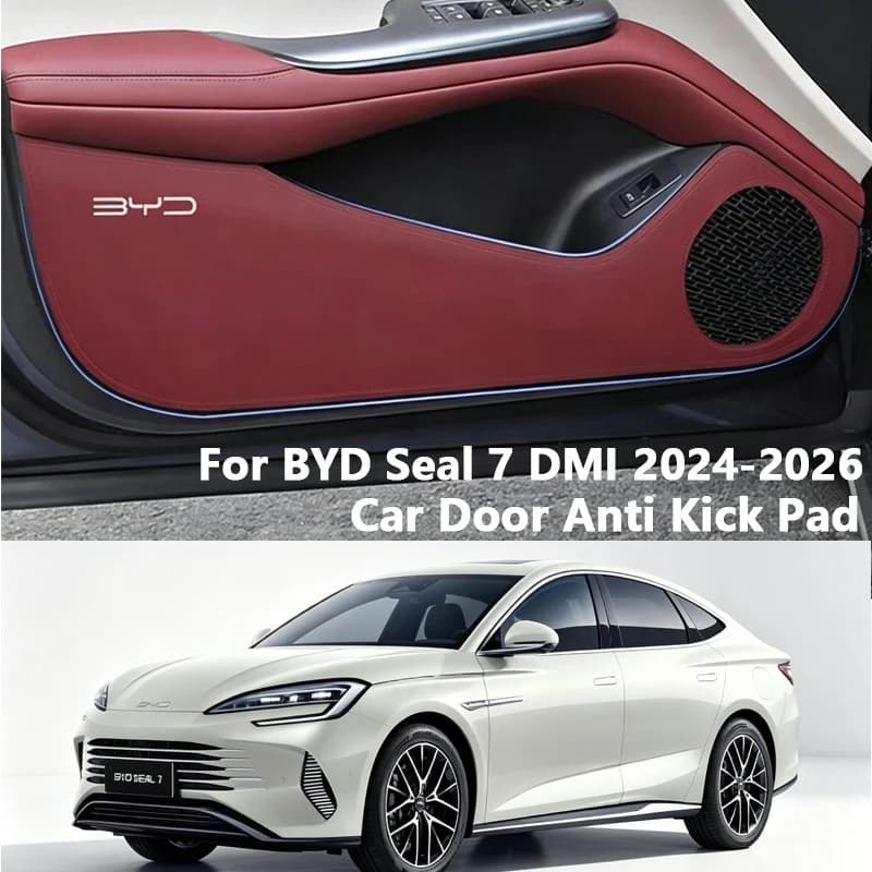 For BYD Seal 7 DMI 2024-2026 Car Door Anti-Kick Pad Leather Side Door Panel Protector Anti-scratch Cover Car Interior Decoration