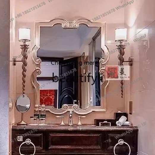 SS S7486 French wall-mounted bathroom, American bathroom, bedroom makeup, European entrance fireplace decorative mirror