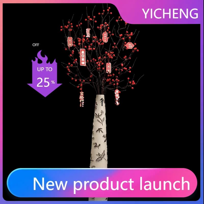 X2  modern creative high-end large vase ornament, dried flowers in the living room,  next to the TV cabinet in the entrance