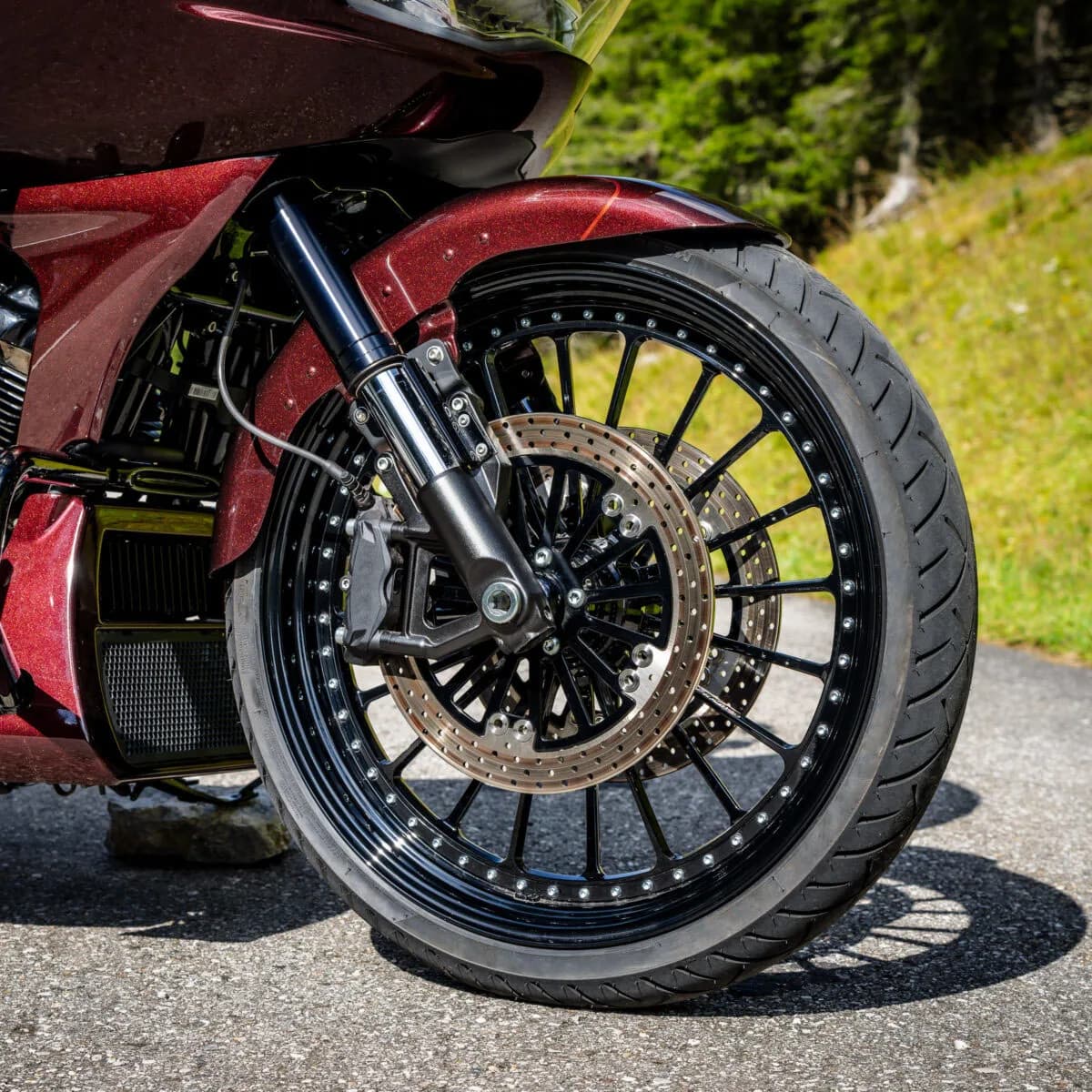 Black Aluminum Alloy Motorcycle Wheels for Harley 09-later Touring Models Front & Rear Rim Accessories Compatible