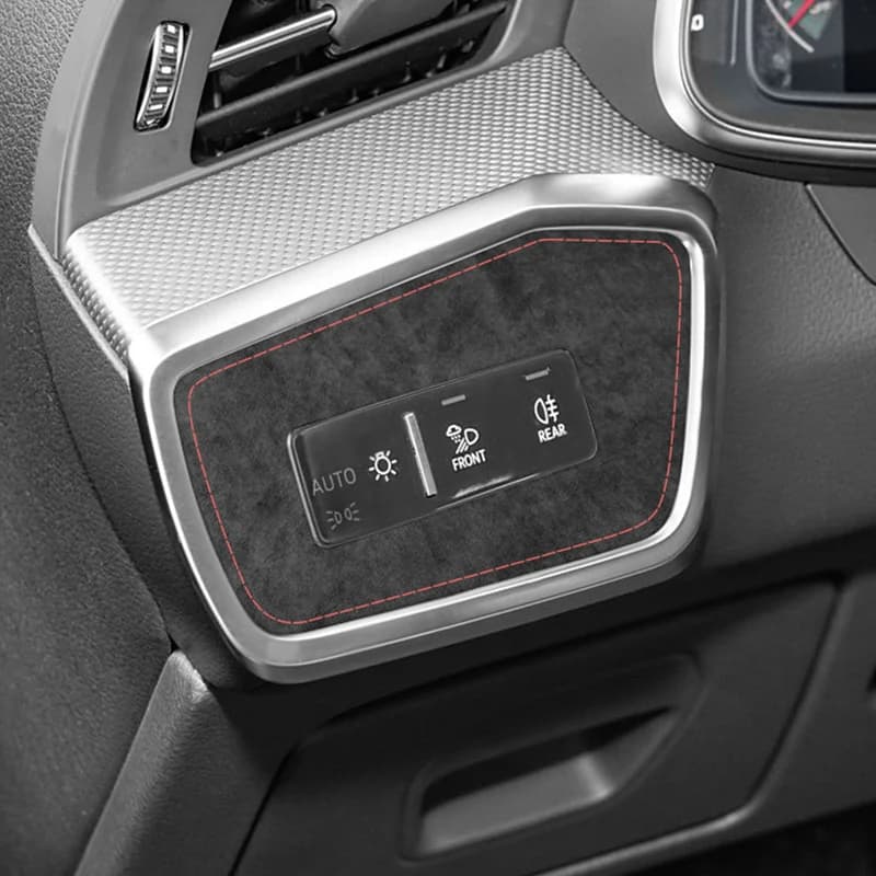 For Audi A6 A6L A7 A7L(2019-24) Headlight Switch Decoration Cover Frame Trim Stickers Made of Alcantara Car Interior Accessories