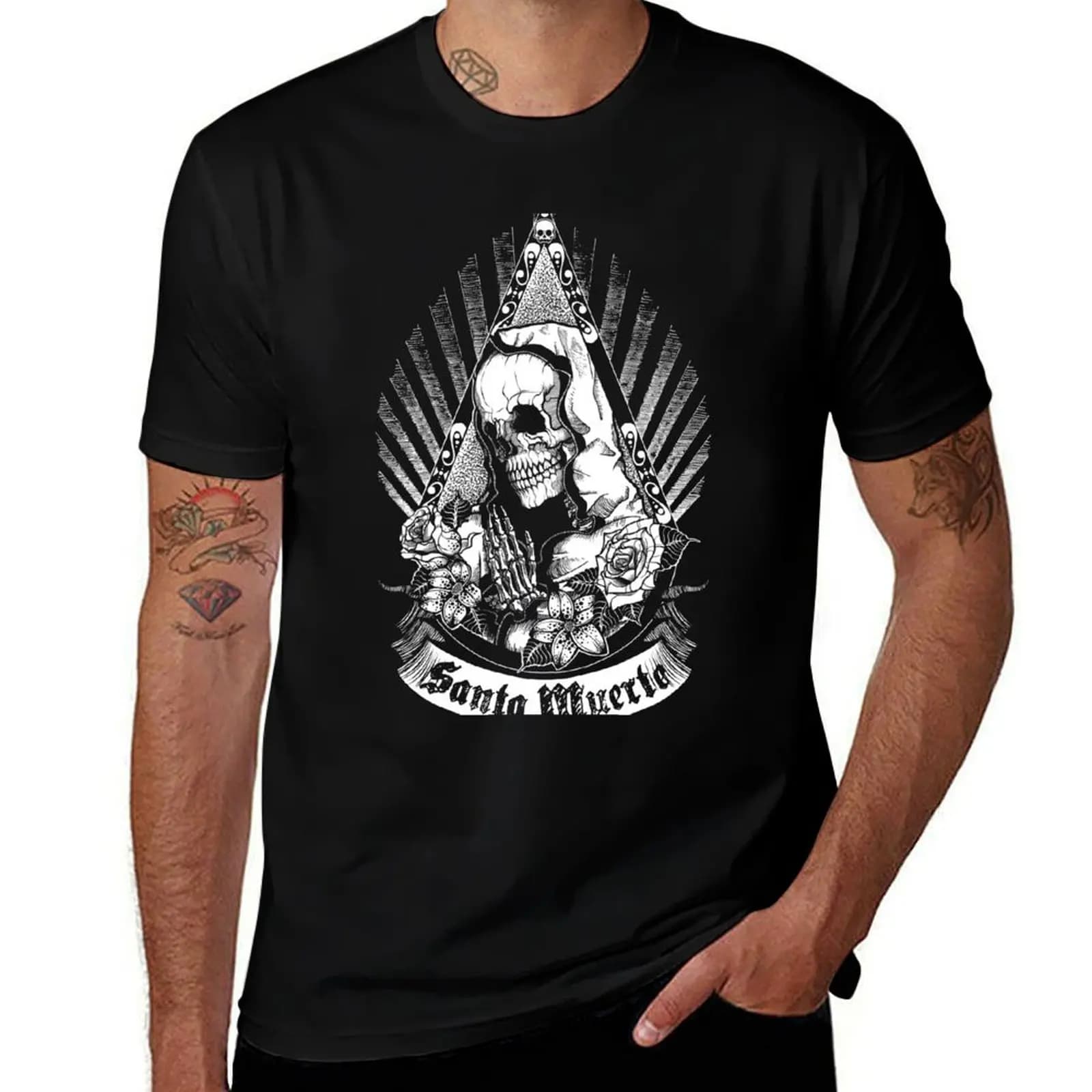 Santa Muerte T-Shirt Plus Size Outdoor Casual Top