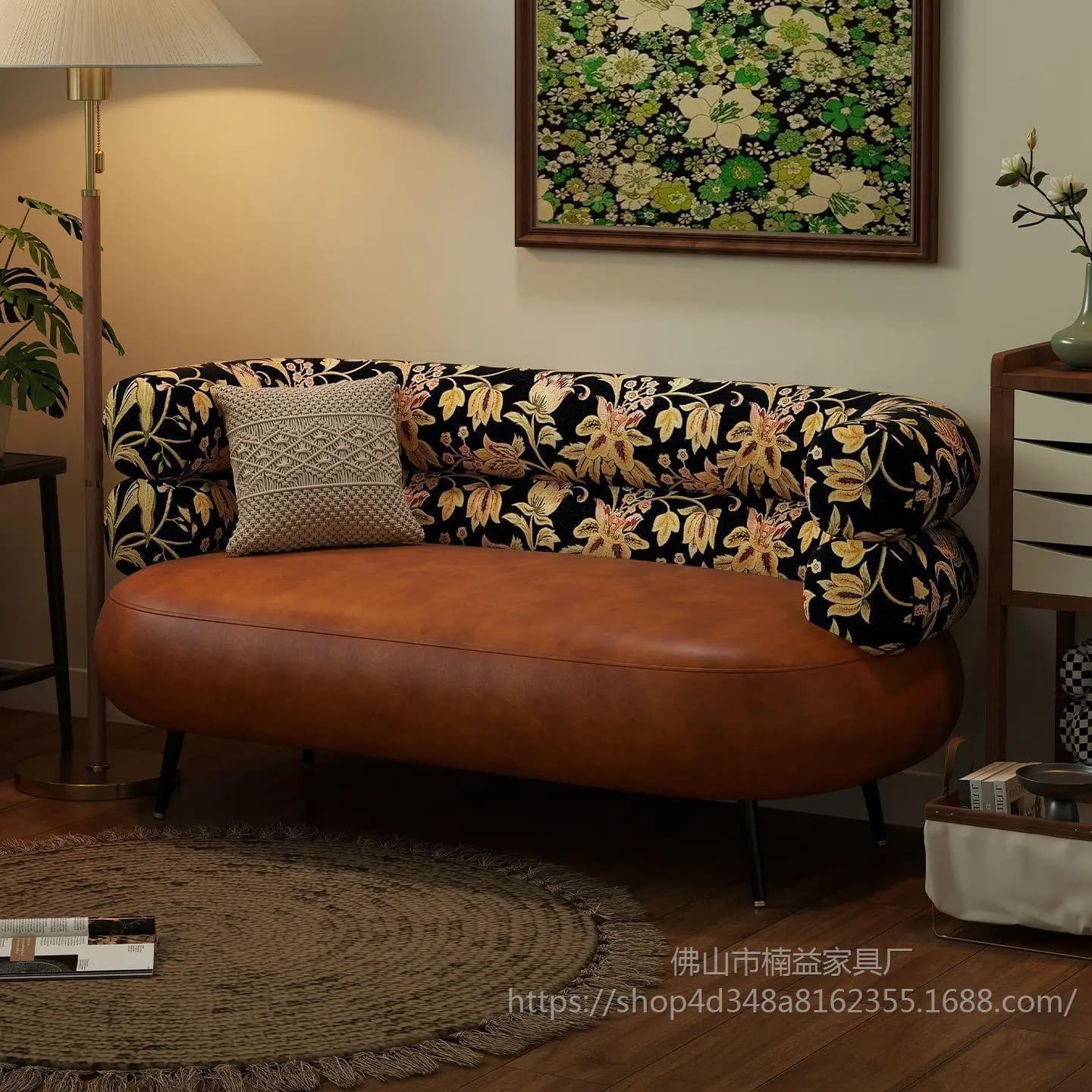 Yjq leather sofa living room retro oil wax leather apartment balcony double triple reception small sofa